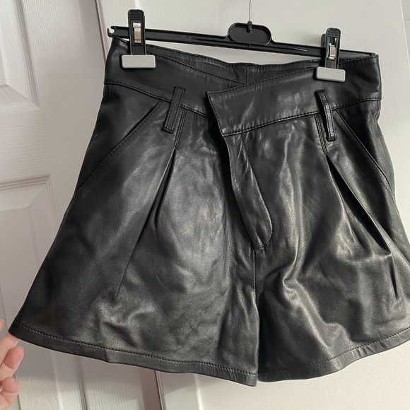 Marissa Webb Black Leather Shorts, size 2 - Picture 2 of 7